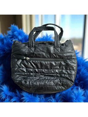SONDRA ROBERTS Black Puffer Shoulder Tote Bag